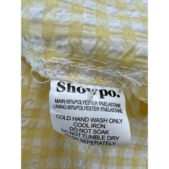 Showpo Augusta Yellow Gingham Puff Sleeve Midi Dress US 12 V-Neck Button Front - Picture 12 of 13